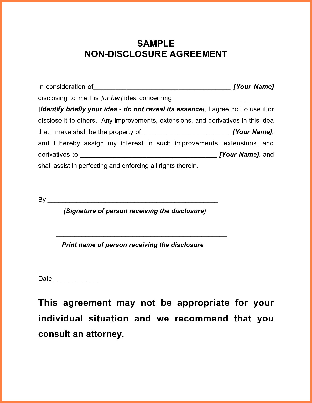 Basic Non Disclosure Agreement Com Document Generic