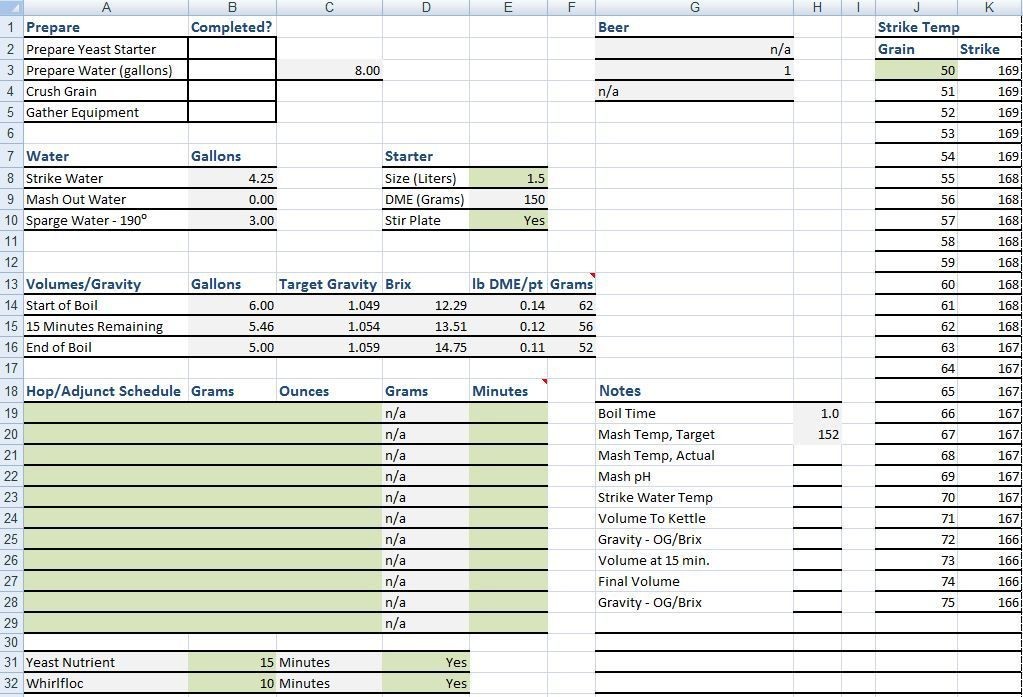 Beer Brewing Excel Spreadsheet On Software Time Tracking Document Homebrew