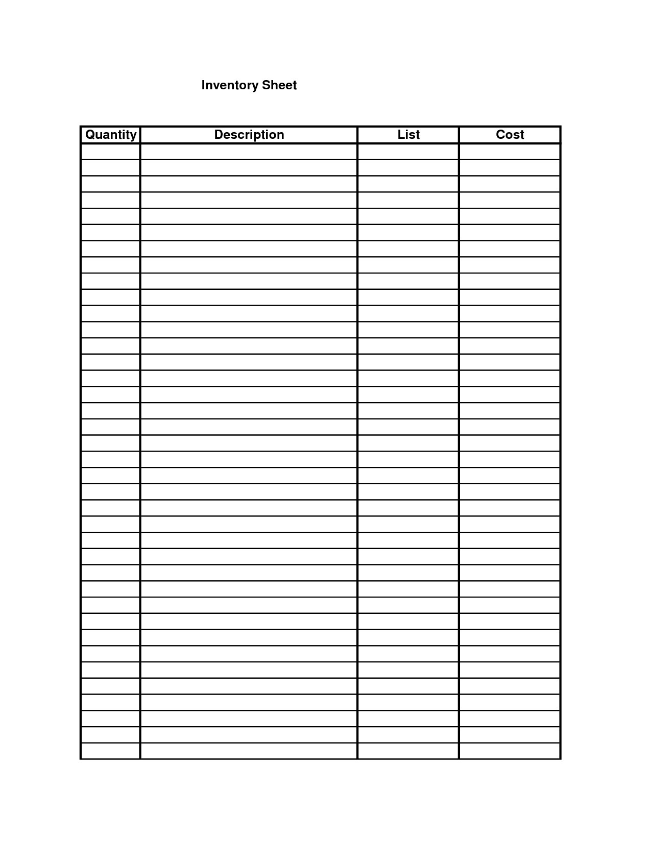 Best Photos Of Blank Food Inventory Forms Sheet Document Sheets