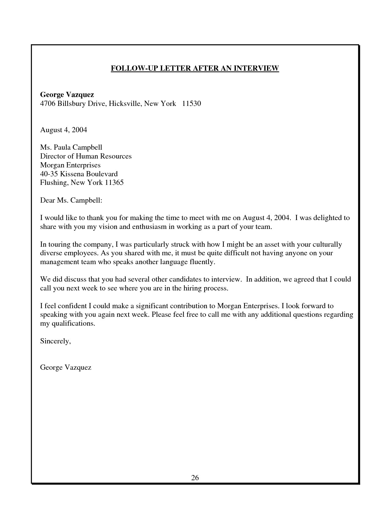 Best Photos Of Follow Up Letter After Interview No Response Document With Job Interviews