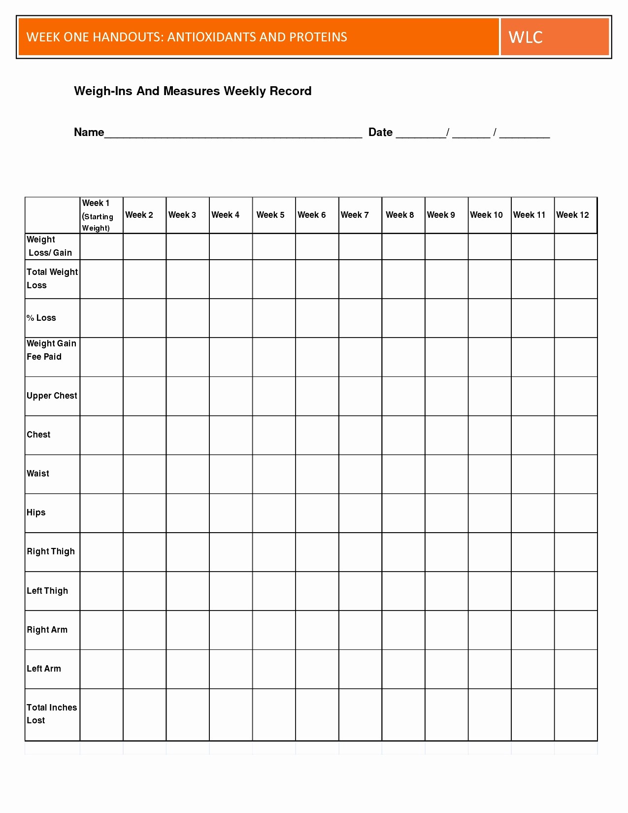 Biggest Loser Weight Loss Chart Template Lovely