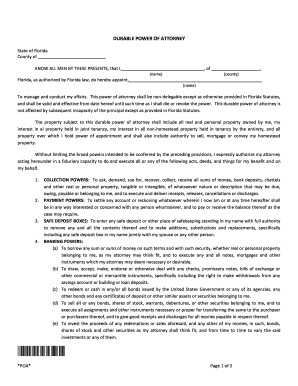 Bill Of Sale Form Florida General Durable Power Attorney Document