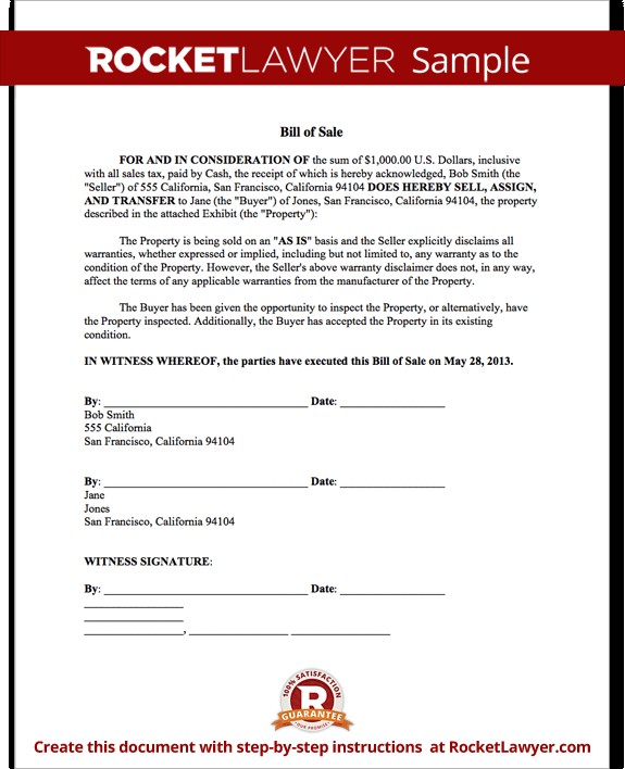 Bill Of Sale Form Printable Car Vehicle Template Document Fake