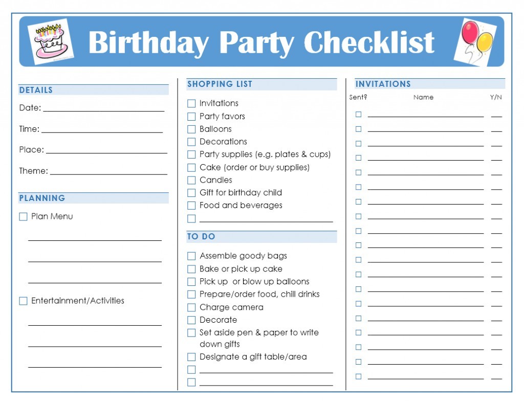 Birthday Party Checklist Template Excel Austinroofing Us Document