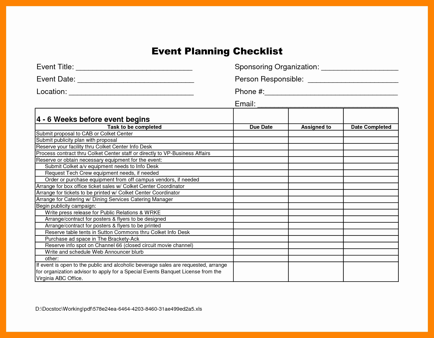 Birthday Party Checklist Template Excel Beautiful First Guest List Document