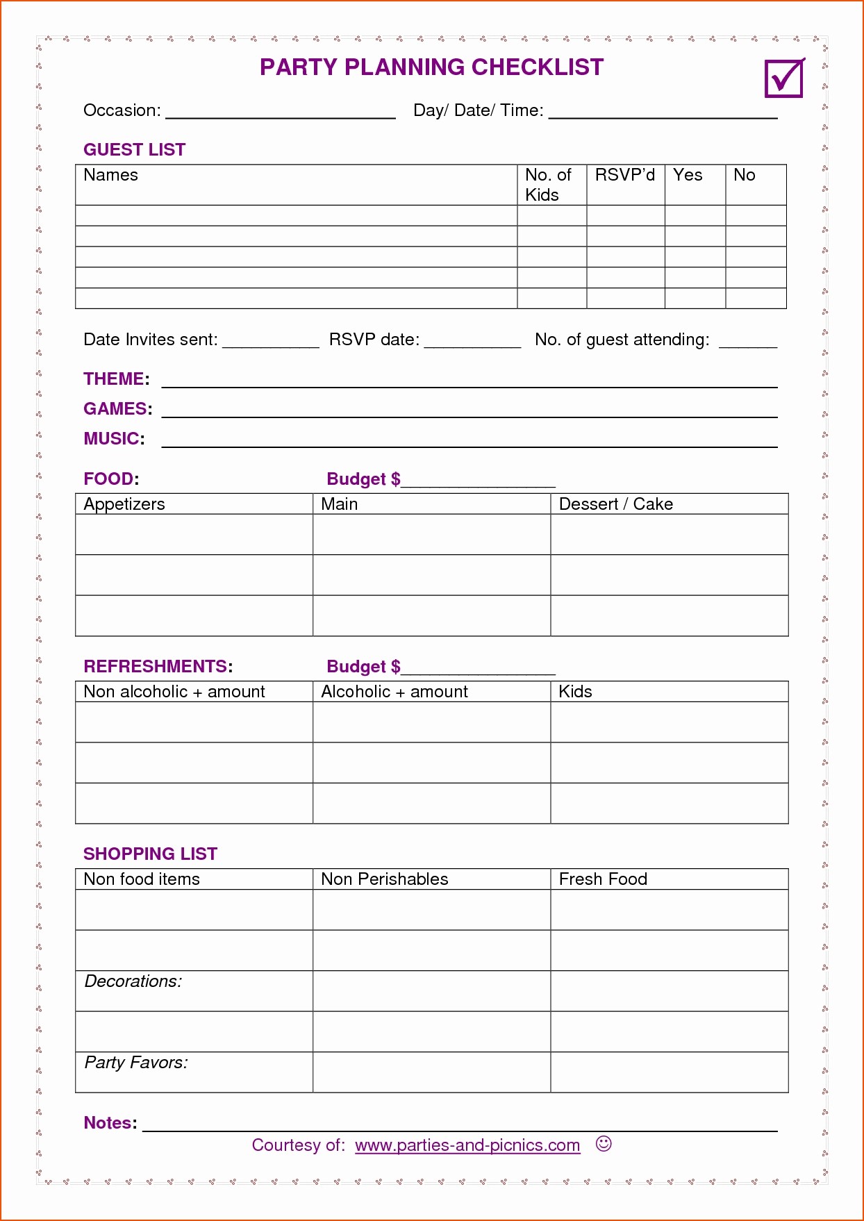 Birthday Party Checklist Template Excel New Follow Up