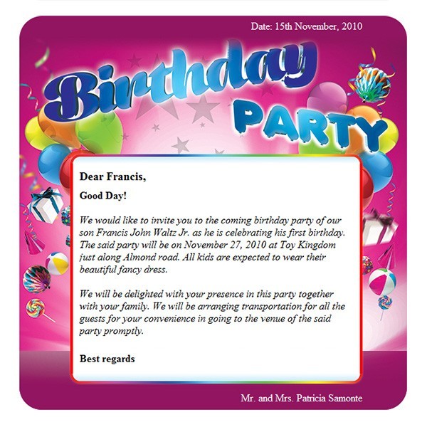 Birthday Party Free HTML E Mail Templates Document Invitations