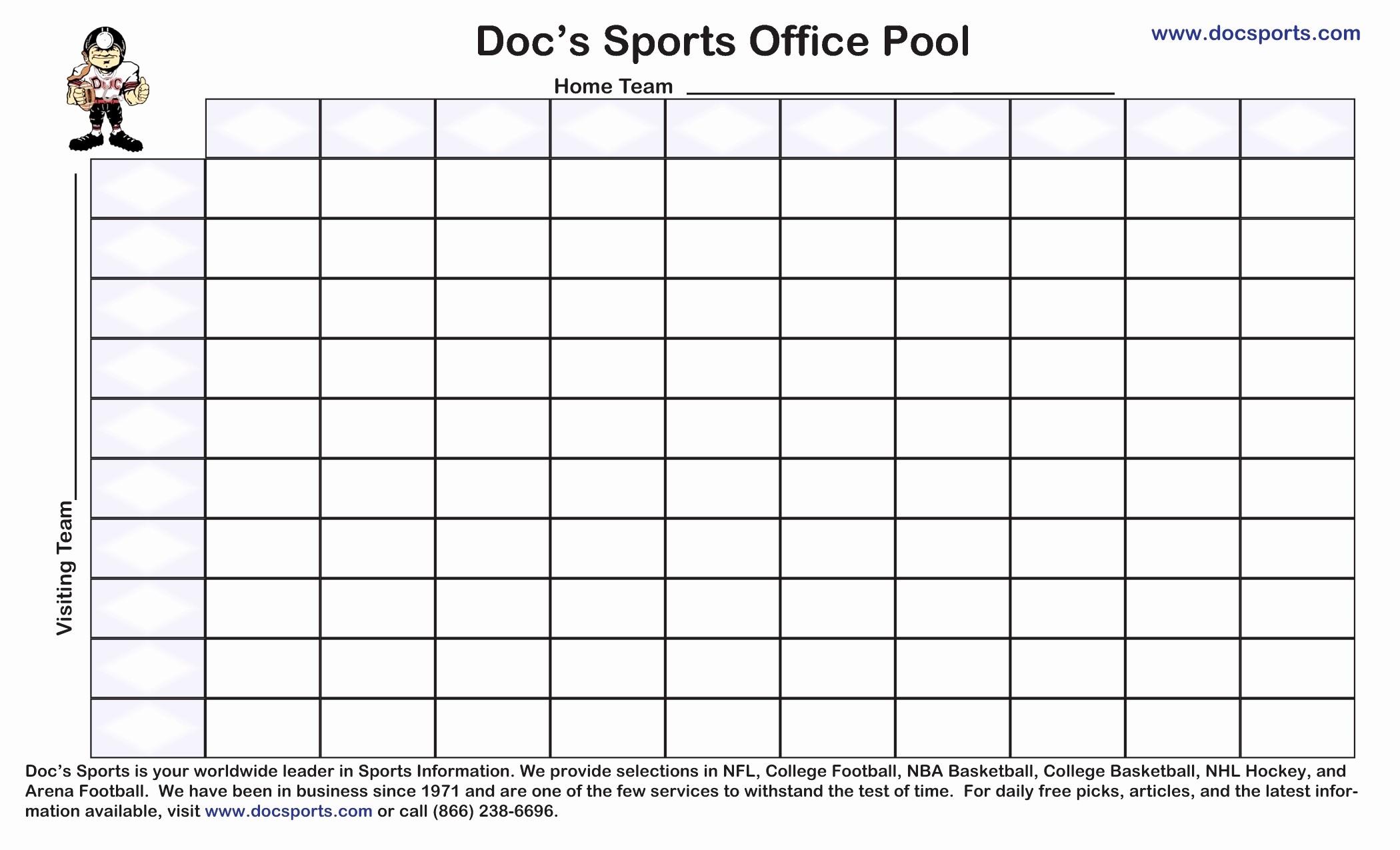 Blank Football Squares Template Inspirational Weekly Pool Document Excel Spreadsheet