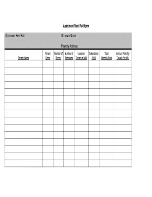 Blank Rent Roll Form Fill Online Printable Fillable Document Apartment Template Excel