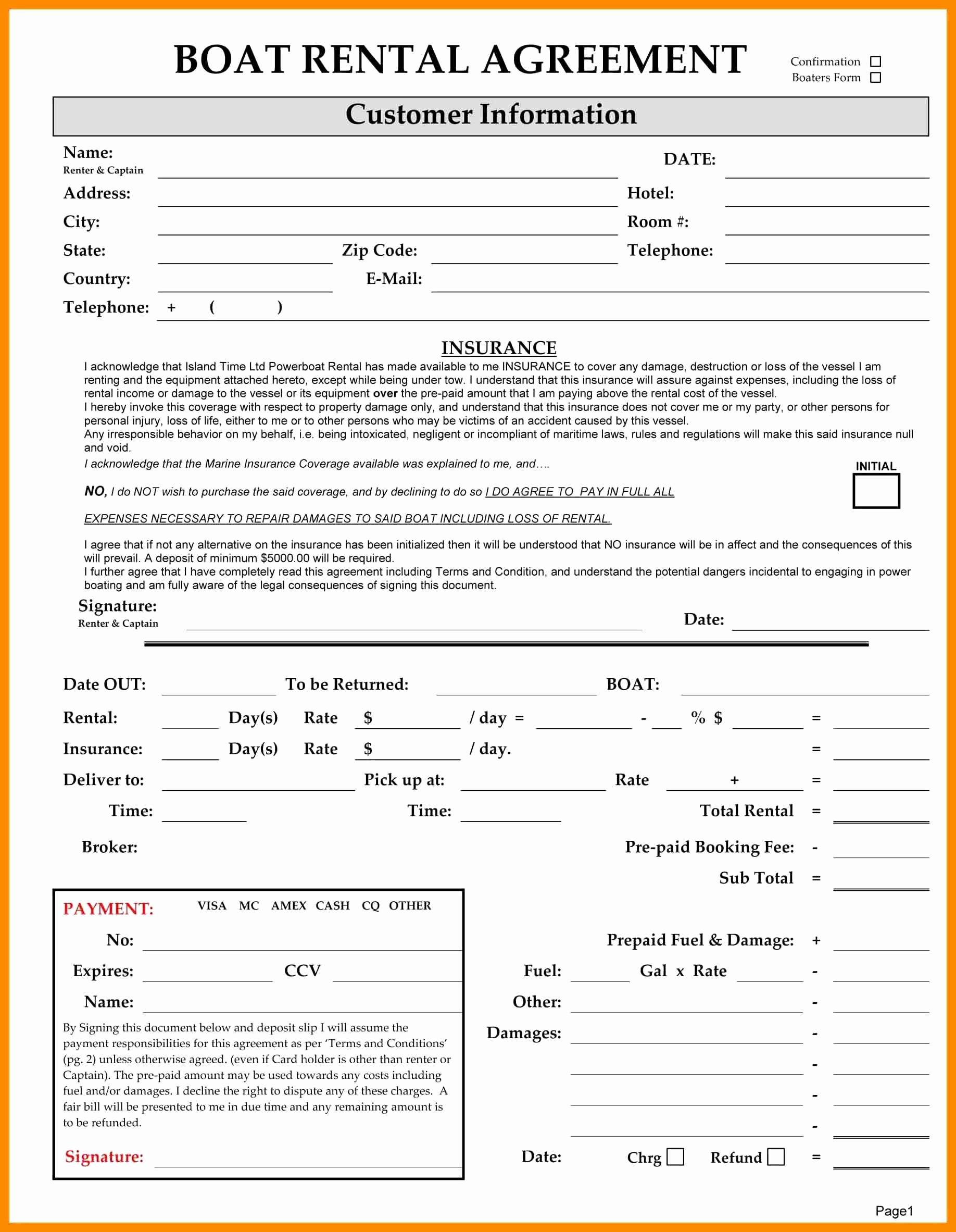 Boat Rental Agreement Template Awesome Texas Lease Document Contract