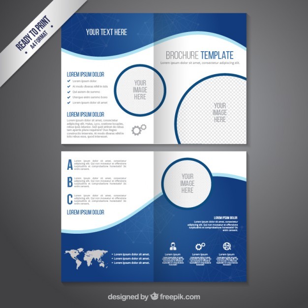Brochure Template In Blue Tones Vector Free Download Document Single