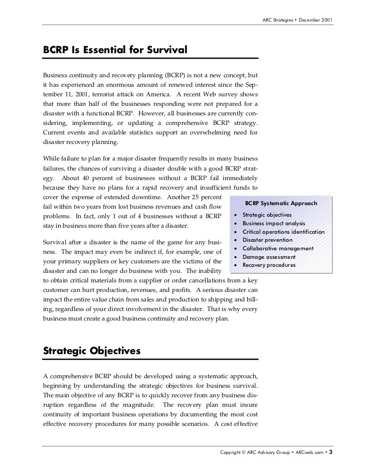 Business Continuity And Recovery Planning For Manufacturing Document Disaster Plan Template