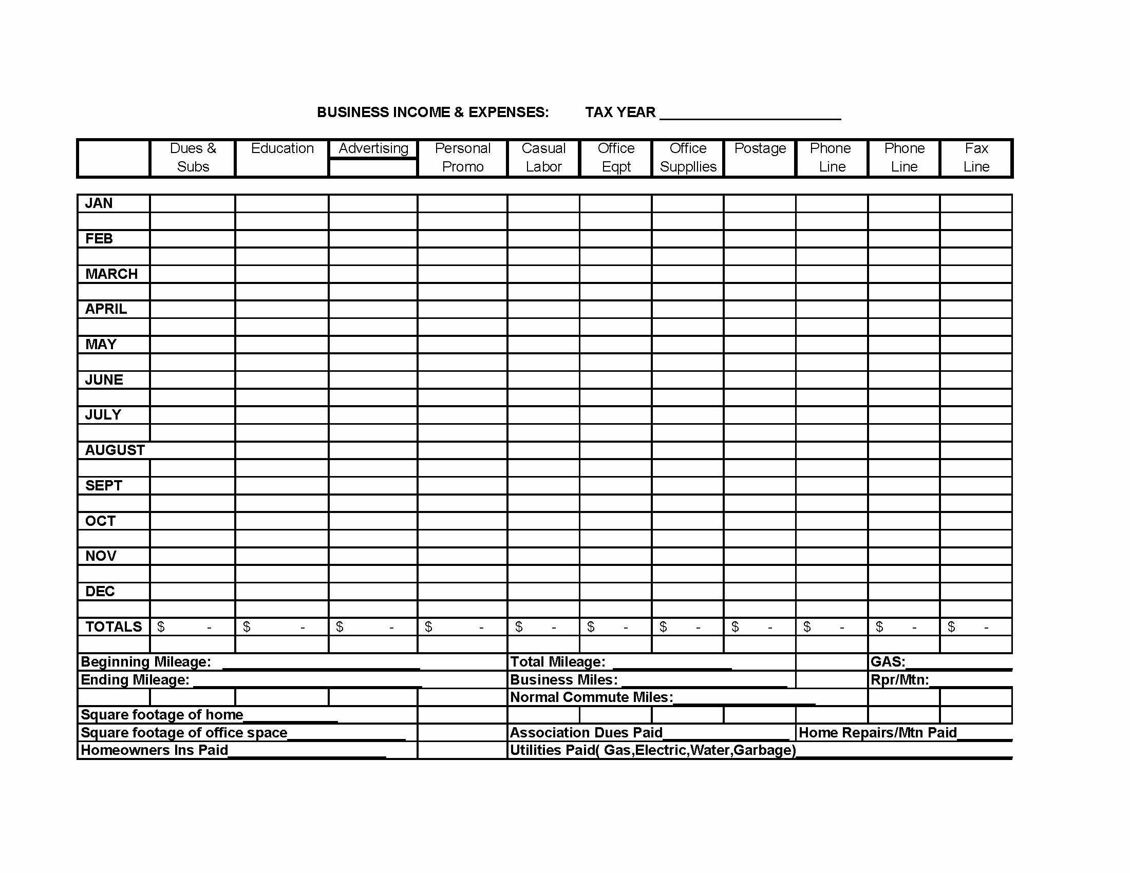 Business Expense Template For Taxes With Tax Spreadsheet Document