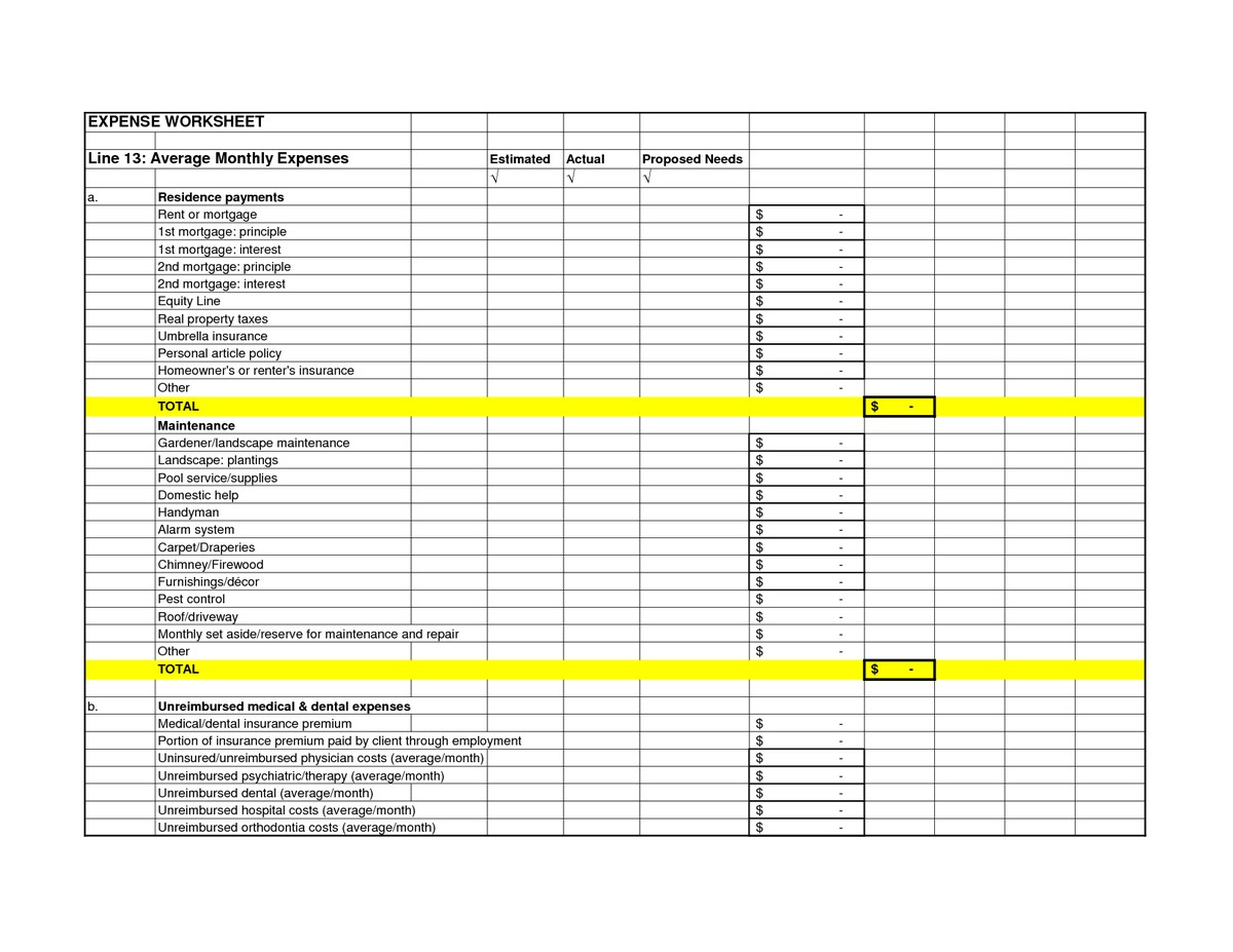 Business Expenses Spreadsheet Sample With Excel Monthly Budget Document Expense
