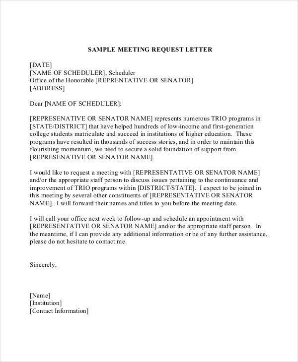 Business Meeting Request Letter Template Com Document Email Sample