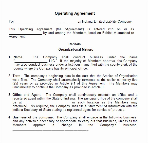 Business Operating Agreement Template Images Cards Ideas Document