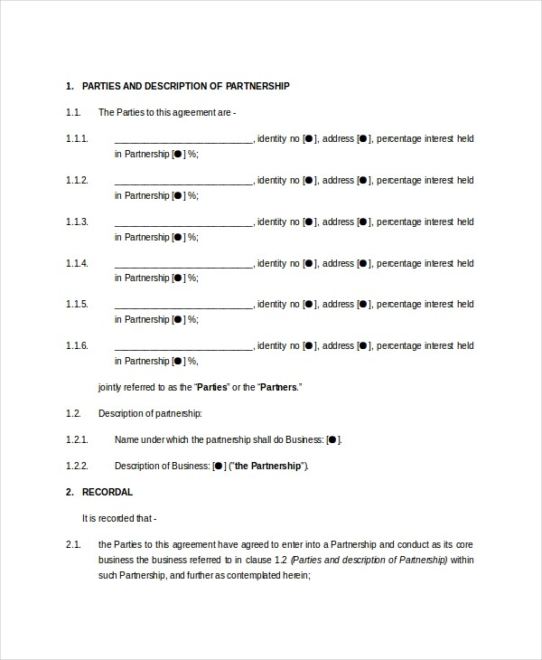 Business Partnership Agreement 8 Free PDF Word Documents Document Standard