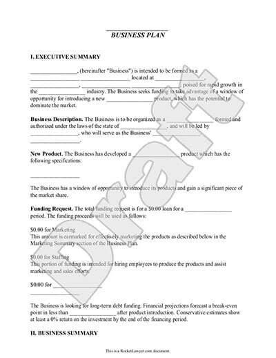 Business Plan Template Make Your Own Rocket Lawyer Document For