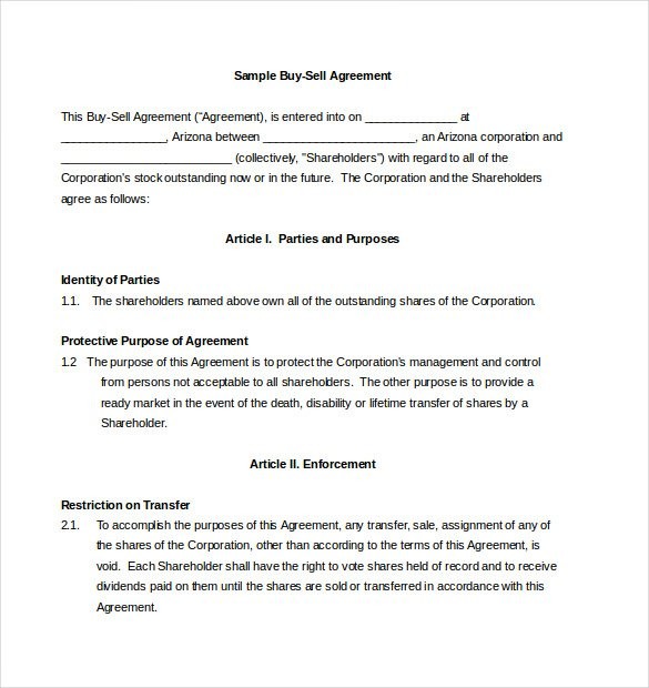 Buy Sale Agreement Template 10 Free Word PDF Document Download Sales
