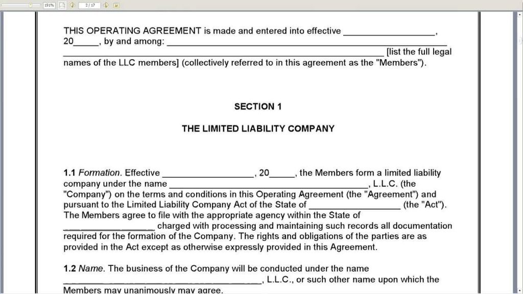 C Corp Operating Agreement Template Backmentor Me Document