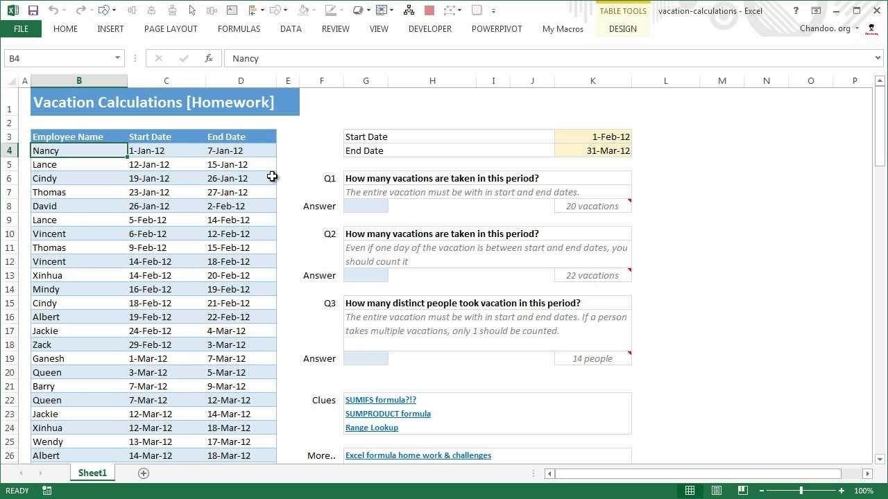 Calculating Vacation Days Using Excel Formulas YouTube Document Formula To Calculate Accrual