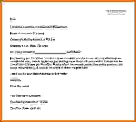 Car Insurance Policy Letter To Cancel Document Cancellation
