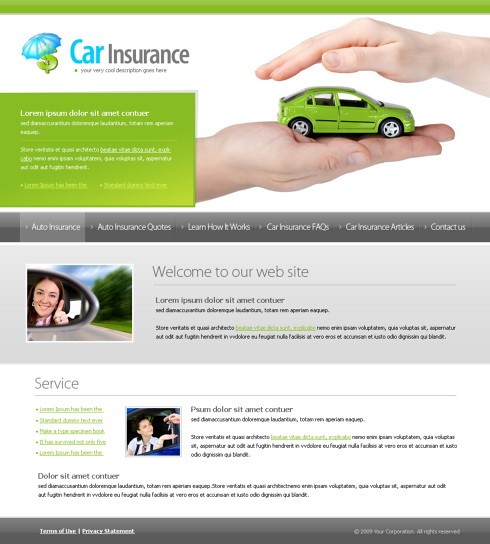 Car Insurance Website Template 6155 Cars Transportation Document Auto
