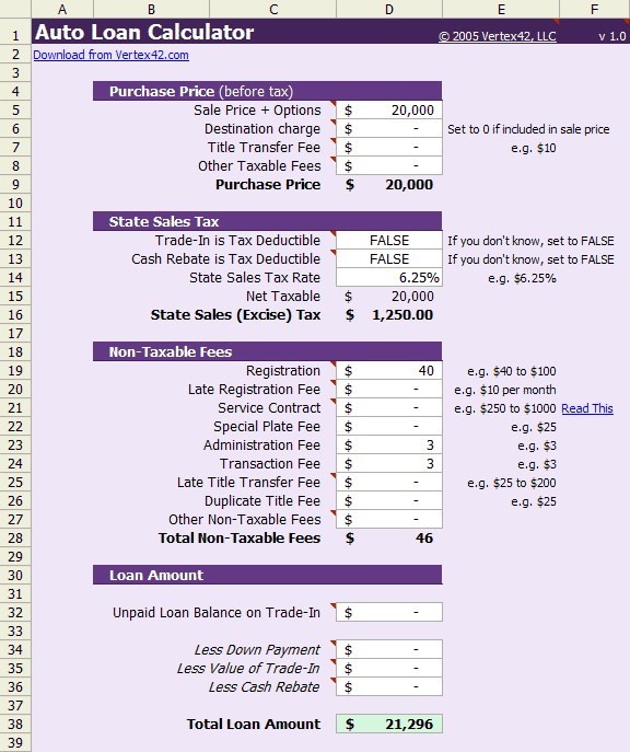 Car Lease Calculator Spreadsheet Austinroofing Us