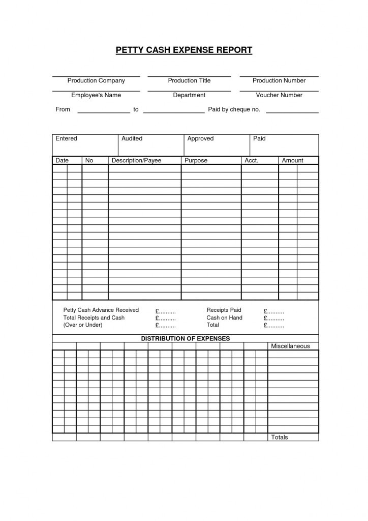 Cash Expense Report Template Austinroofing Us Document