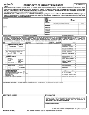 Certificate Of Liability Insurance Form Template Sivan Crewpulse Co Document