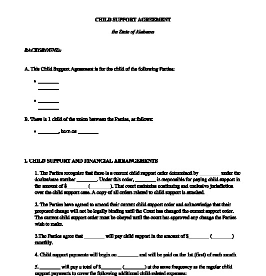 Child Support Agreement FREE Template Word And PDF