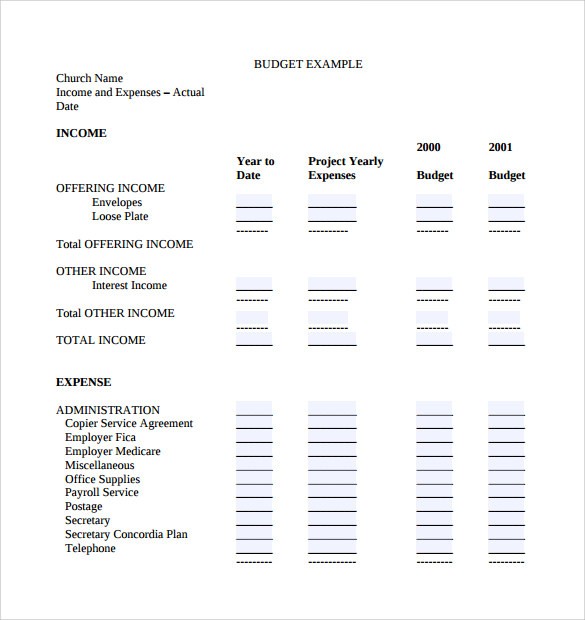 Church Budget Template 10 Free Samples Examples Formats Document