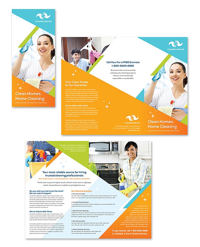 Cleaning Janitorial Services Tri Fold Brochure Template Getty Document