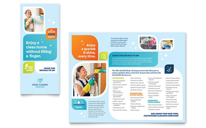 Cleaning Services Brochure Template Design Document One Page