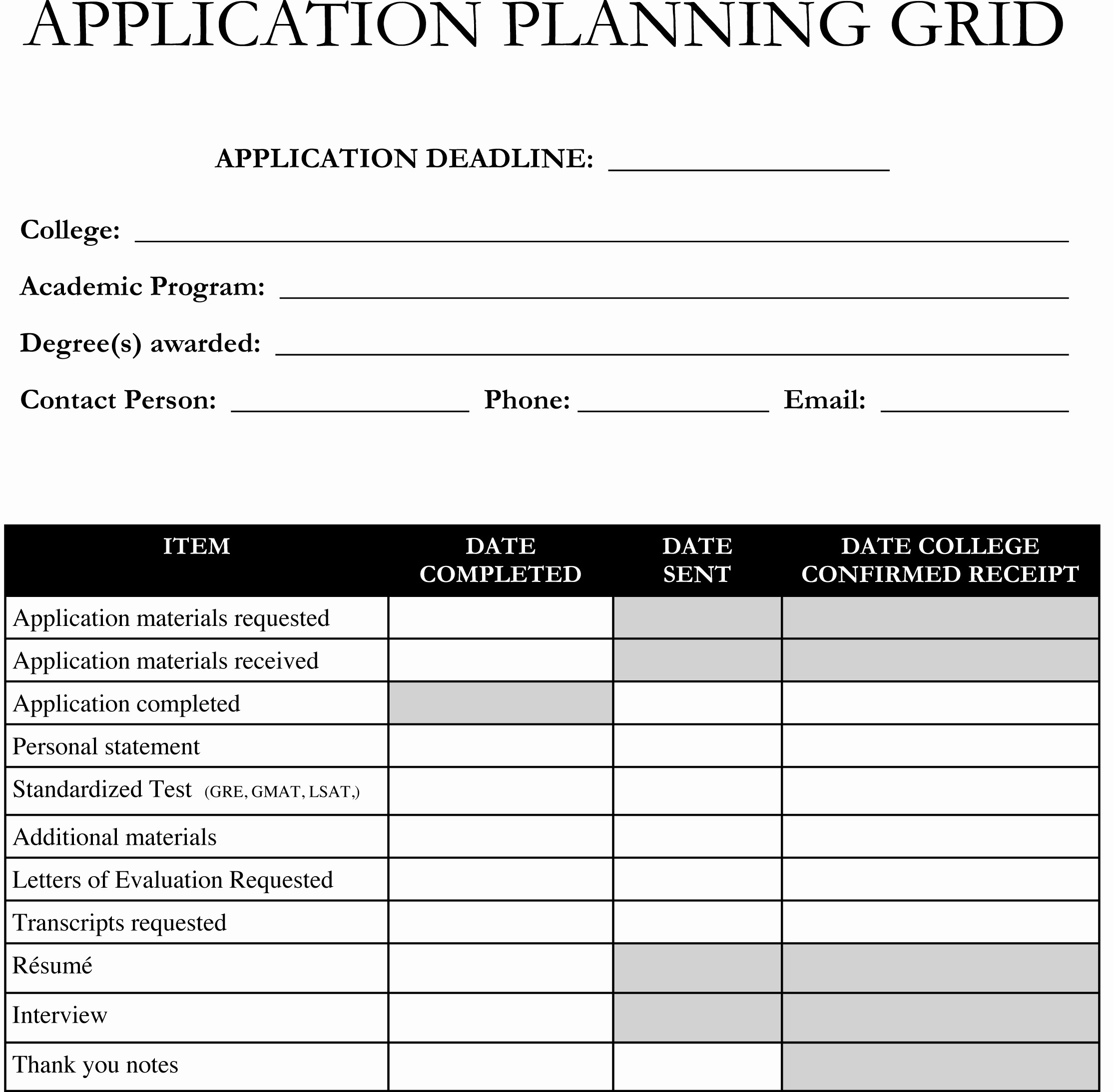 College Application Tracking Spreadsheet Inspirational Planning On Document