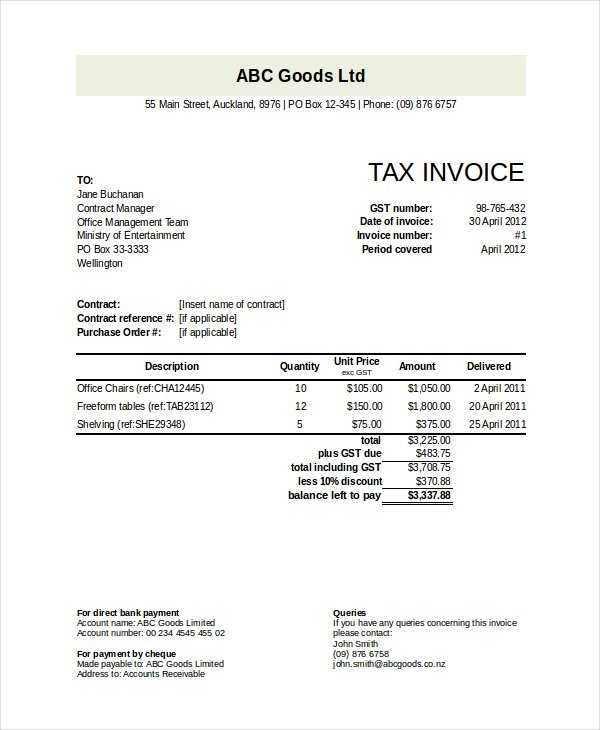 Company Invoice Template 5 Free Word Excel PDF Document