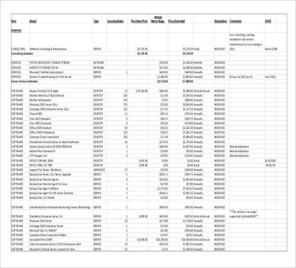 Computer Inventory Template 16 Free Word Excel PDF S