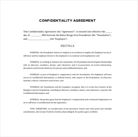 Confidentiality Agreement S 9 Free Word Documents Document