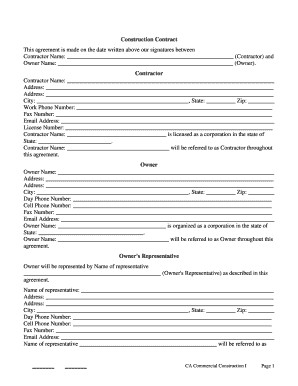 Construction Contract Fill Online Printable Fillable Blank Document In