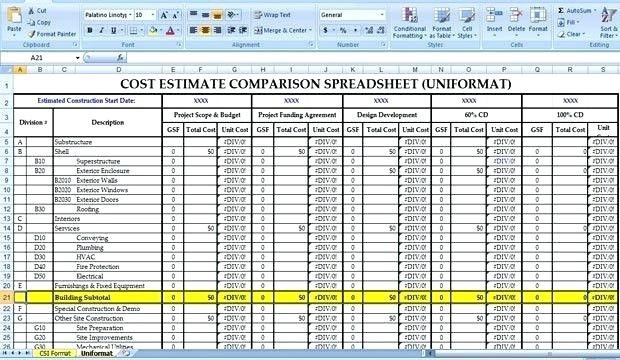 Construction Cost Estimate Template Excel In India Example 2992 Document Estimation
