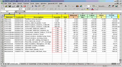 Construction Estimating Take Off Sheets Document Quantity Takeoff Excel
