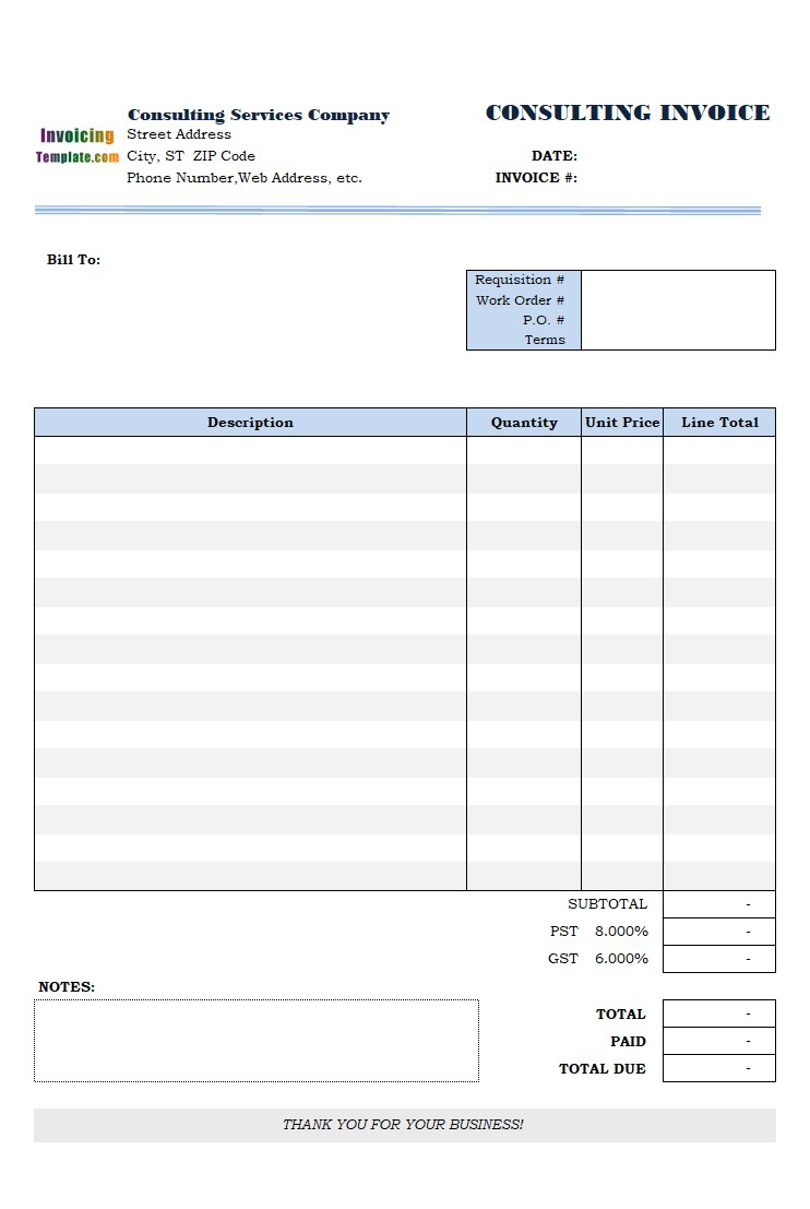 Consulting Invoice Template Document Invoices For