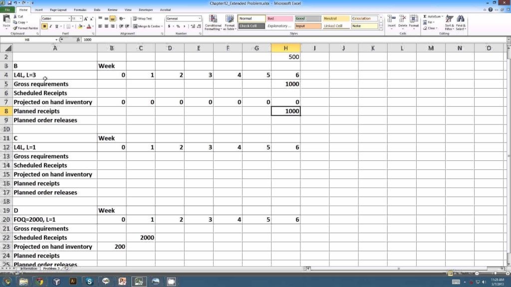 Contract Management Excel Spreadsheet And 28 Mrp Template