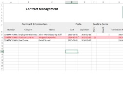 Contract Management Excel Template Expiration Reminder