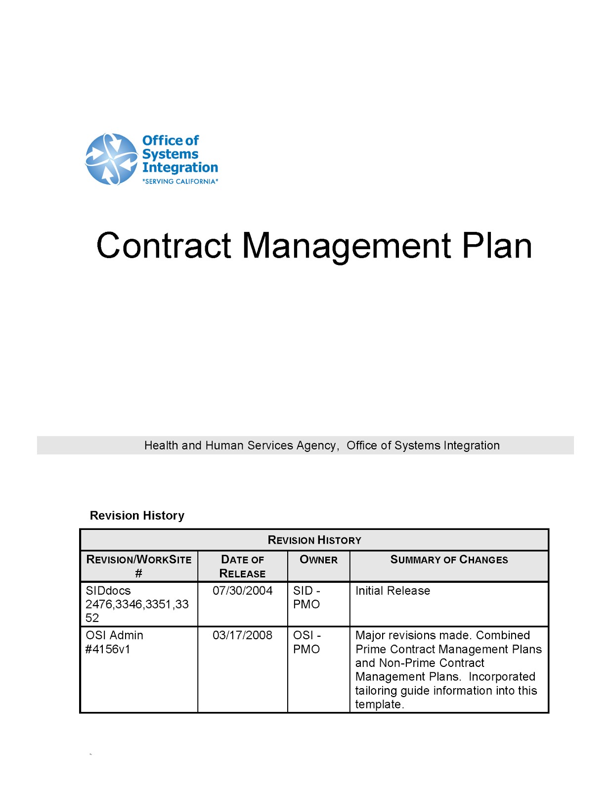 Contract Management Plan ENGINEERING MANAGEMENT Document