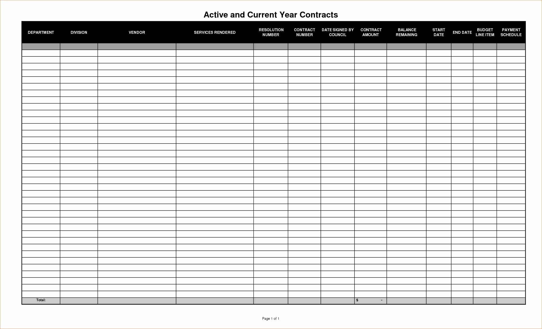 Contract Tracking Excel Template Elegant Spreadsheet Best Of Selo L