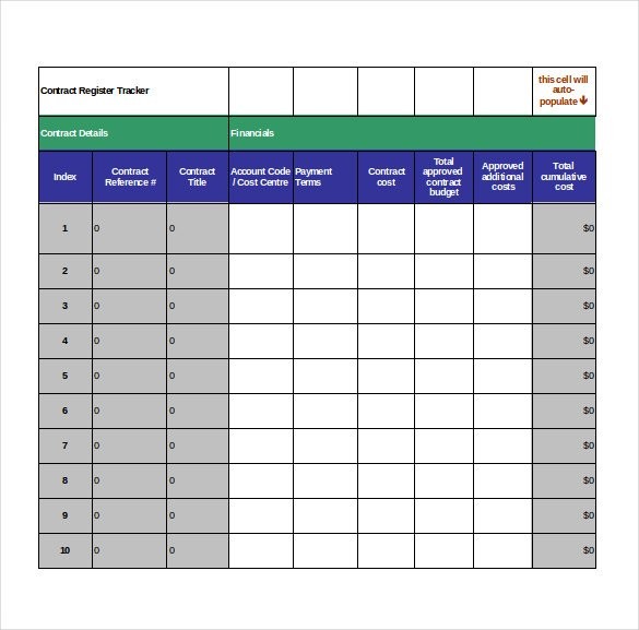 Contract Tracking Template 10 Free Word Excel PDF Documents Document