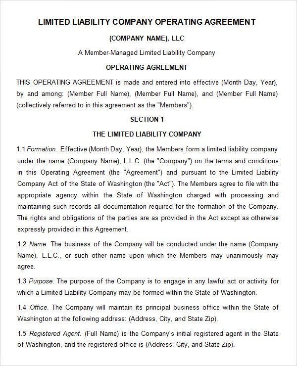 Corporation Operating Agreement Lofts At Cherokee Studios Document Template