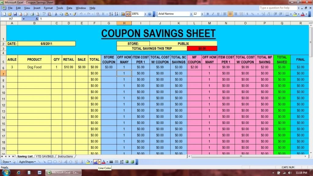 Coupon Savings Spreadsheet Great Idea Organization Pinterest Document Extreme Couponing Template