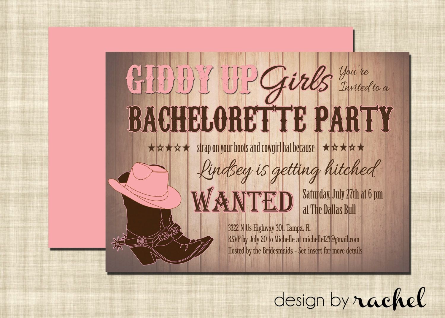 Cowgirl Bachelorette Party Invitation OH MY GOSH THESE ARE Document Invitations